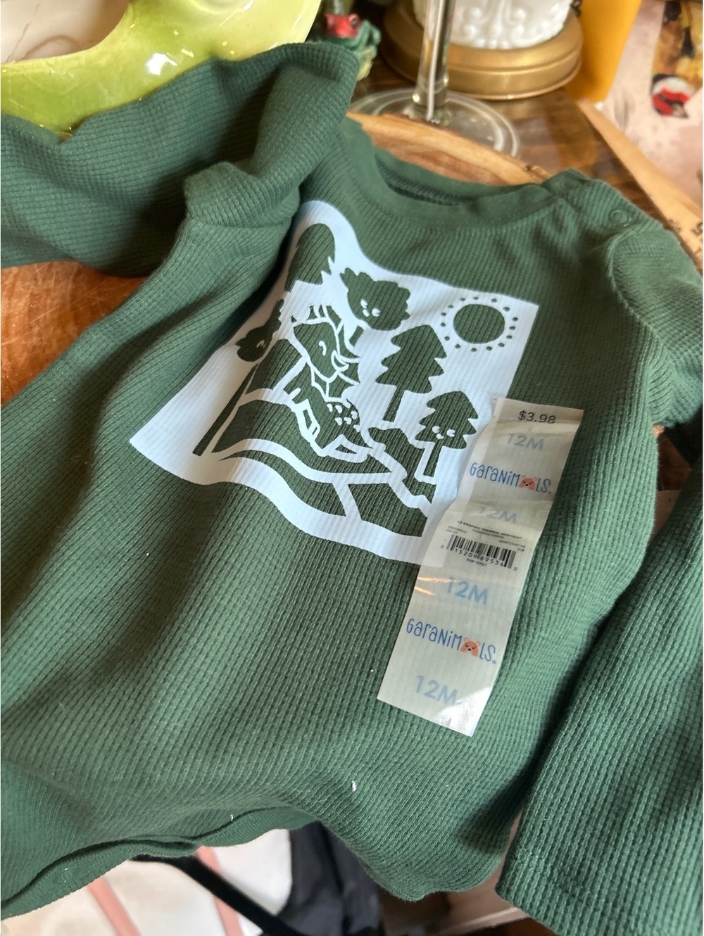 Geranium Green Long Sleeve Baby Bodysuit 12M